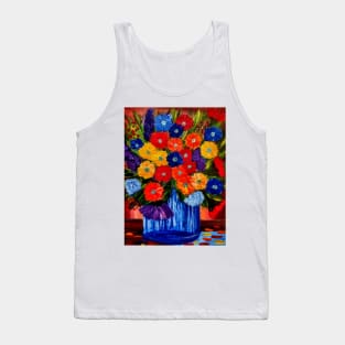 Beautiful floral paintings with abstract flowers in a blue vase Tank Top